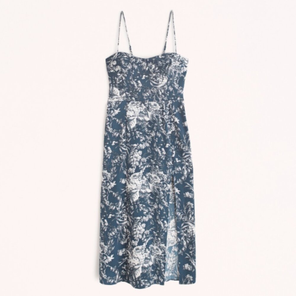Abercrombie Luxe Crepe High-Slit Midi Dress